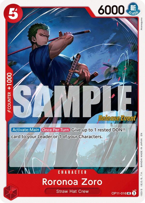 Roronoa Zoro (OP11-016) (A Fist of Divine Speed Release Event Cards)