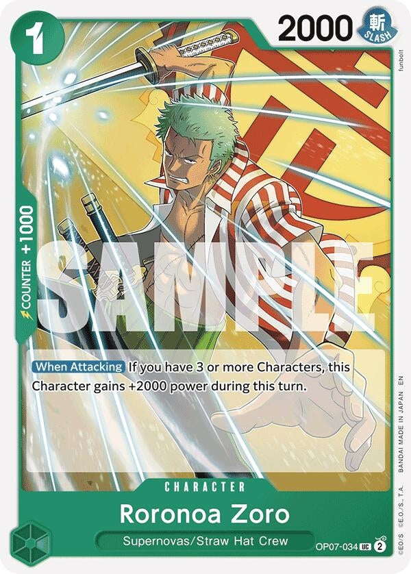Roronoa Zoro (Reprint) (OP07-034) (Starter Deck 24: GREEN Jewelry Bonney)