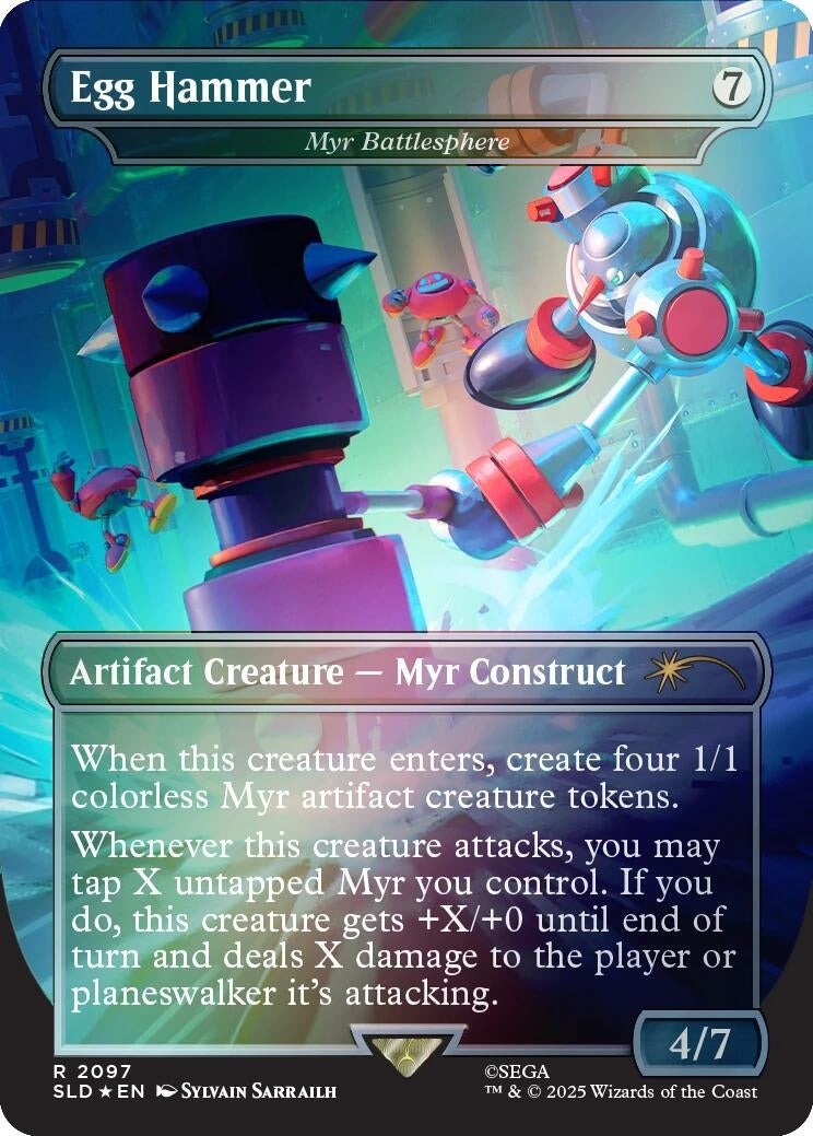 Image for Egg Hammer - Myr Battlesphere (Rainbow Foil) (2097) (Secret Lair Drop Series) - Magic: The Gathering