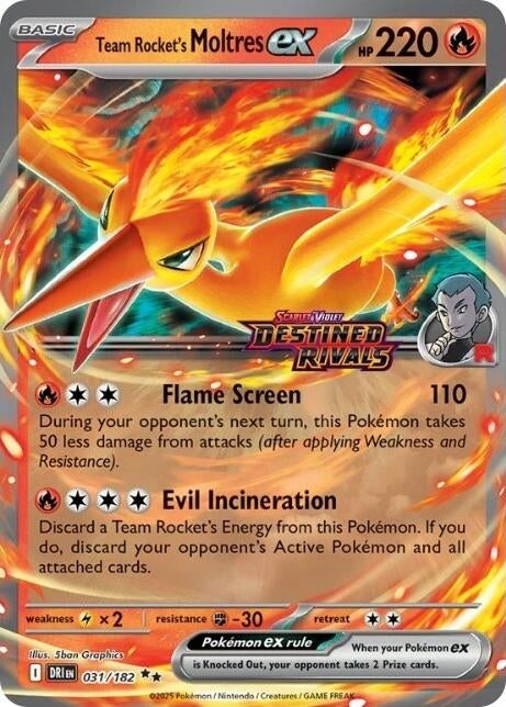 Image for Team Rocket's Moltres ex - 31/182 (Destined Rivals Stamp) (031/182) (Miscellaneous Cards & Products) - Pokemon