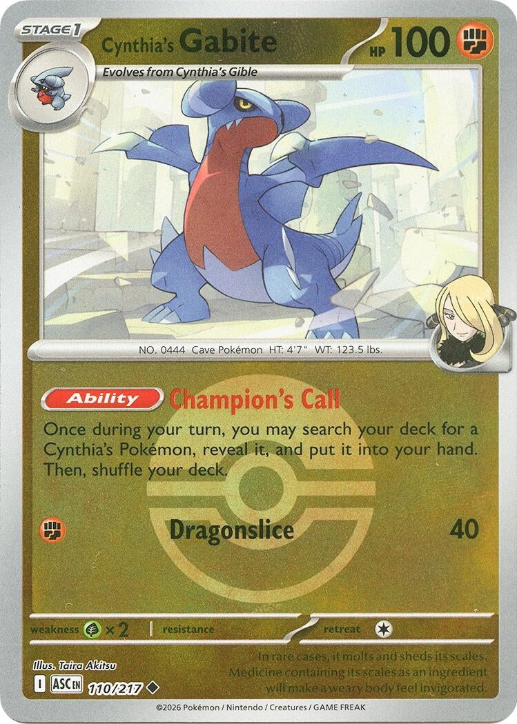Image for Cynthia's Gabite (Poke Ball) (110/217) (ME: Ascended Heroes) - Pokemon