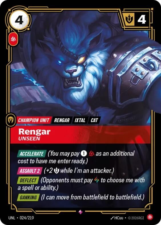 Image for Rengar - Unseen (024/219) (Unleashed) - Riftbound: League of Legends Trading Card Game
