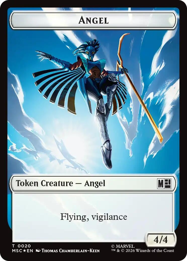 Image for Angel (020) // Vibranium (031) Double-Sided Token (Surge Foil) (20 // 31) (Commander: Marvel Super Heroes) (MSC) - Magic: The Gathering
