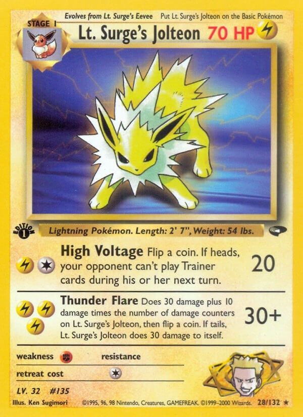 Image for Lt. Surge's Jolteon (028/132) (Gym Challenge) - Pokemon