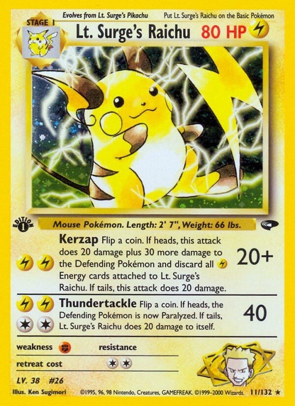 Image for Lt. Surge's Raichu (011/132) (Gym Challenge) - Pokemon