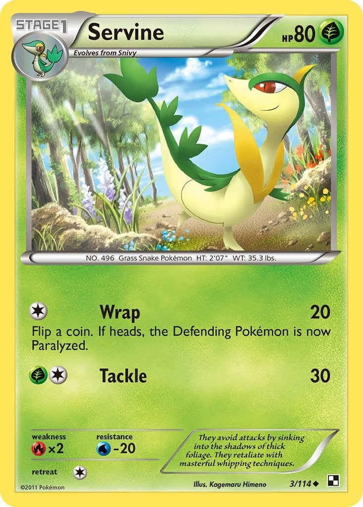 Image for Servine (3) (3/114) (Black and White) - Pokemon