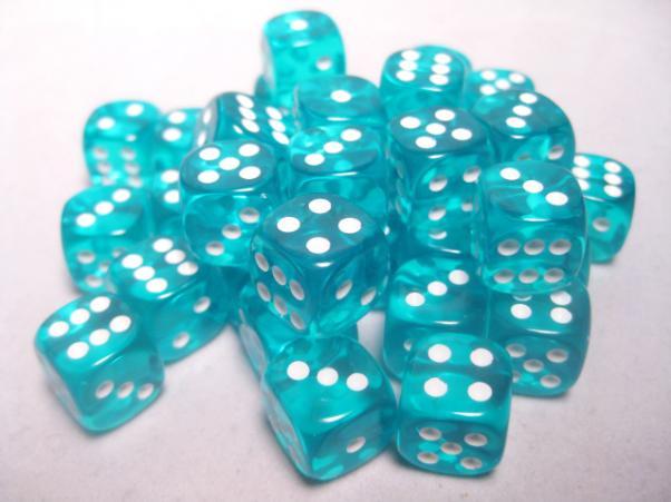 Chessex: Translucent Teal/White D6 Dice