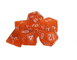 Chessex: 7CT Translucent Orange & White Polyhedral Dice Set