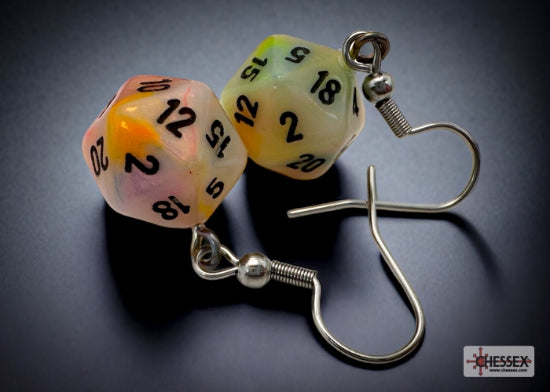 Hook Earrings Festive Circus Mini-Poly d20 Pair