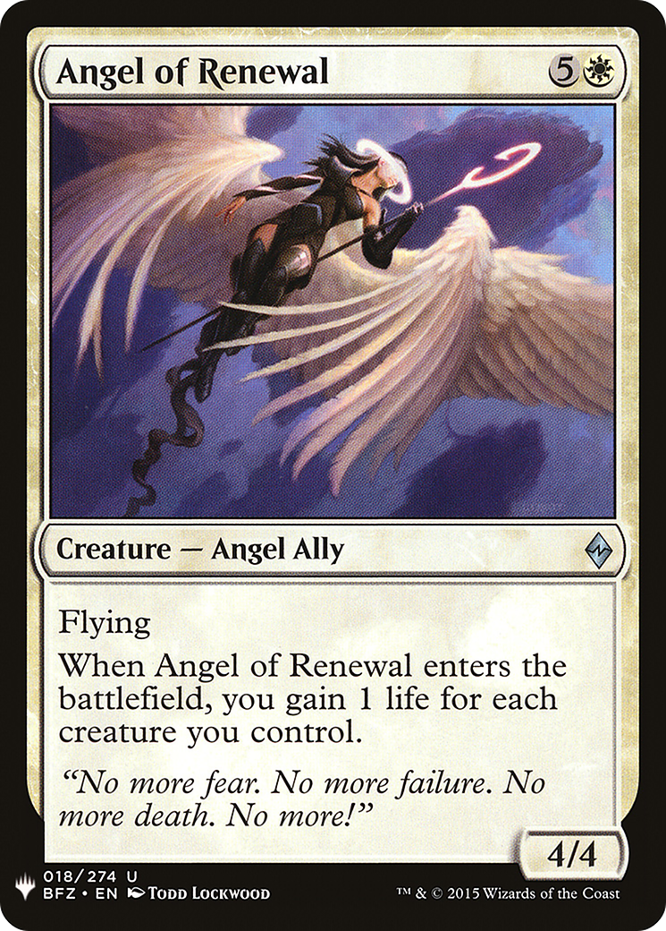 Angel of Renewal (18) (The List Reprints)