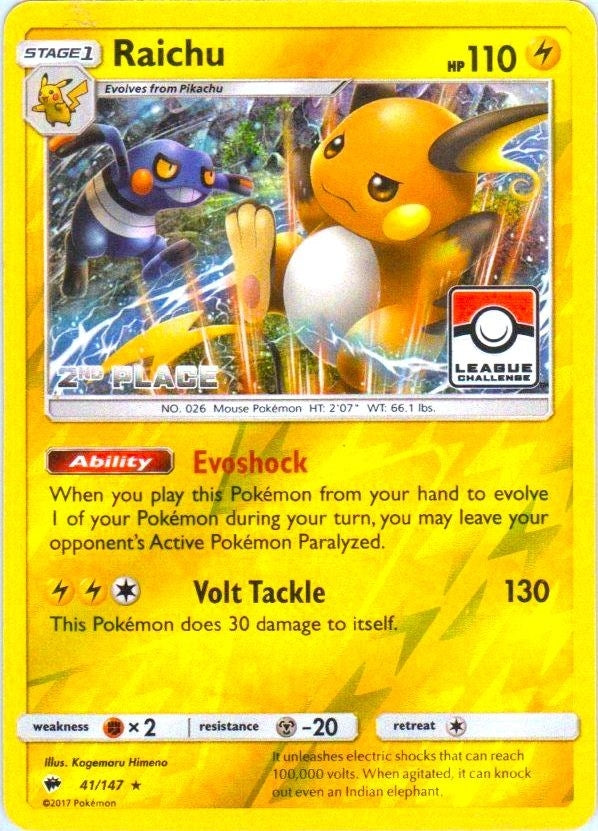 Image for Raichu - 41/147 (League Challenge) [2nd Place] (041/147) (League & Championship Cards) - Pokemon