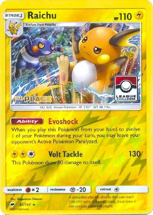 Image for Raichu - 41/147 (League Challenge) [1st Place] (041/147) (League & Championship Cards) - Pokemon