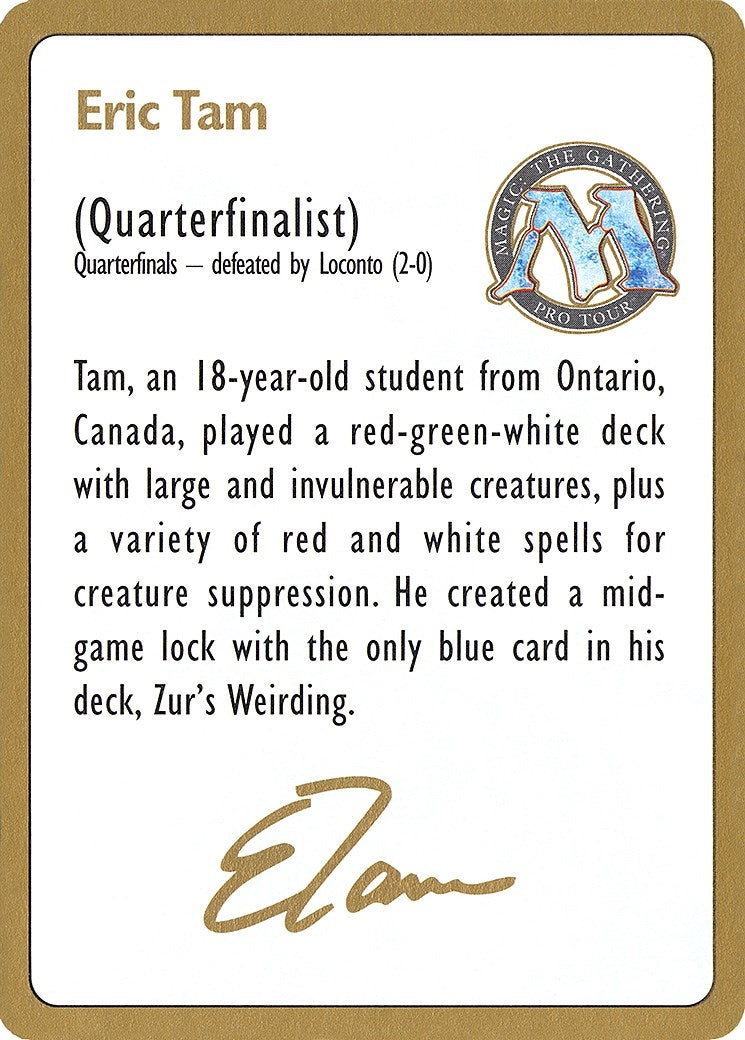 1996 Eric Tam Biography Card (World Championship Decks)