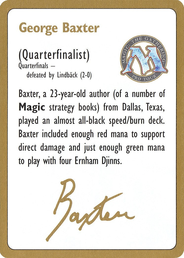 1996 George Baxter Biography Card (World Championship Decks)