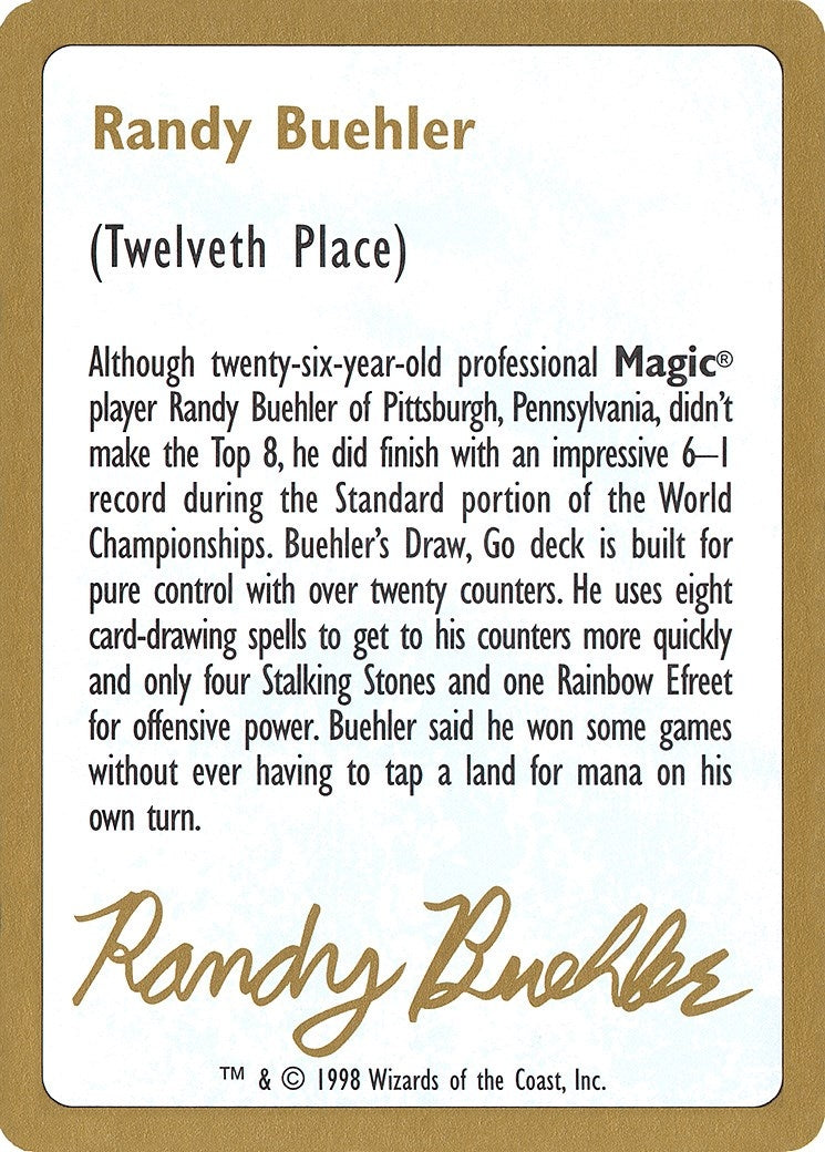 1998 Randy Buehler Biography Card (World Championship Decks)
