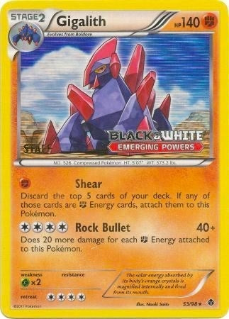 Image for Gigalith 53/98 (Prerelease) [Staff] (53/98) (Black and White Promos) - Pokemon