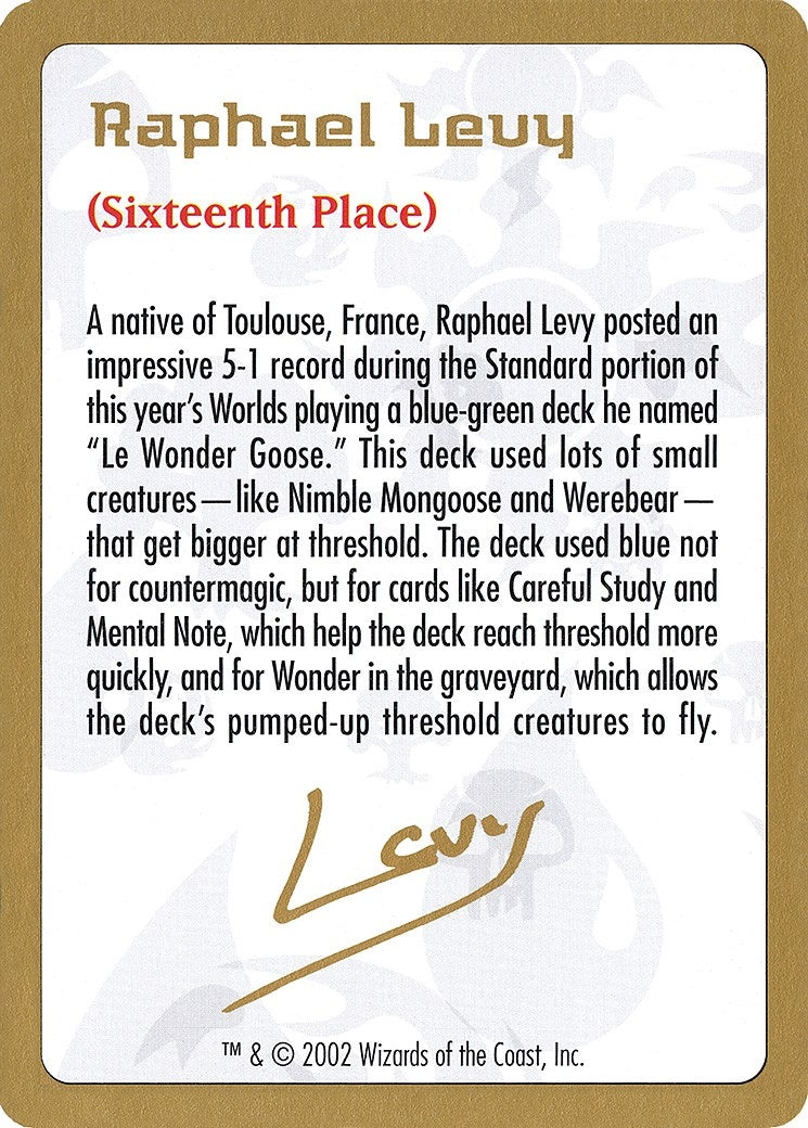 2002 Raphael Levy Biography Card (World Championship Decks)