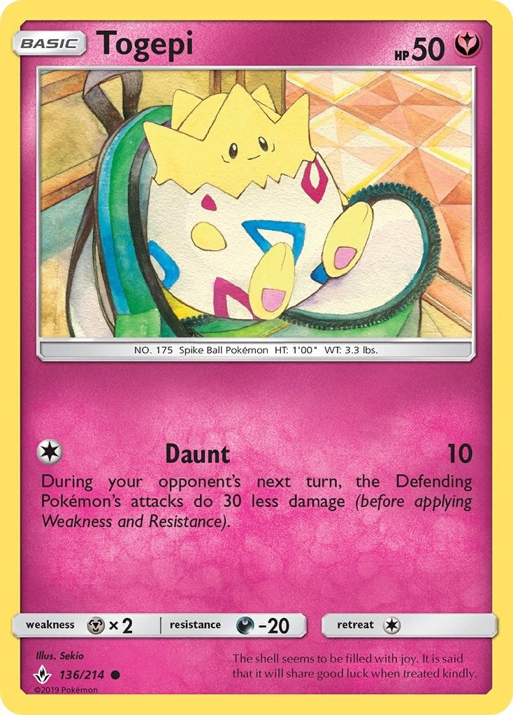 Image for Togepi (136/214) (SM - Unbroken Bonds) - Pokemon