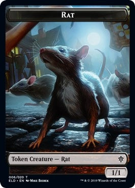 Rat // Food (015) Double-Sided Token (6 // 15) (Throne of Eldraine)