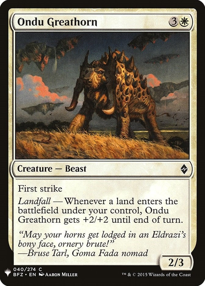 Ondu Greathorn (40) (The List Reprints)