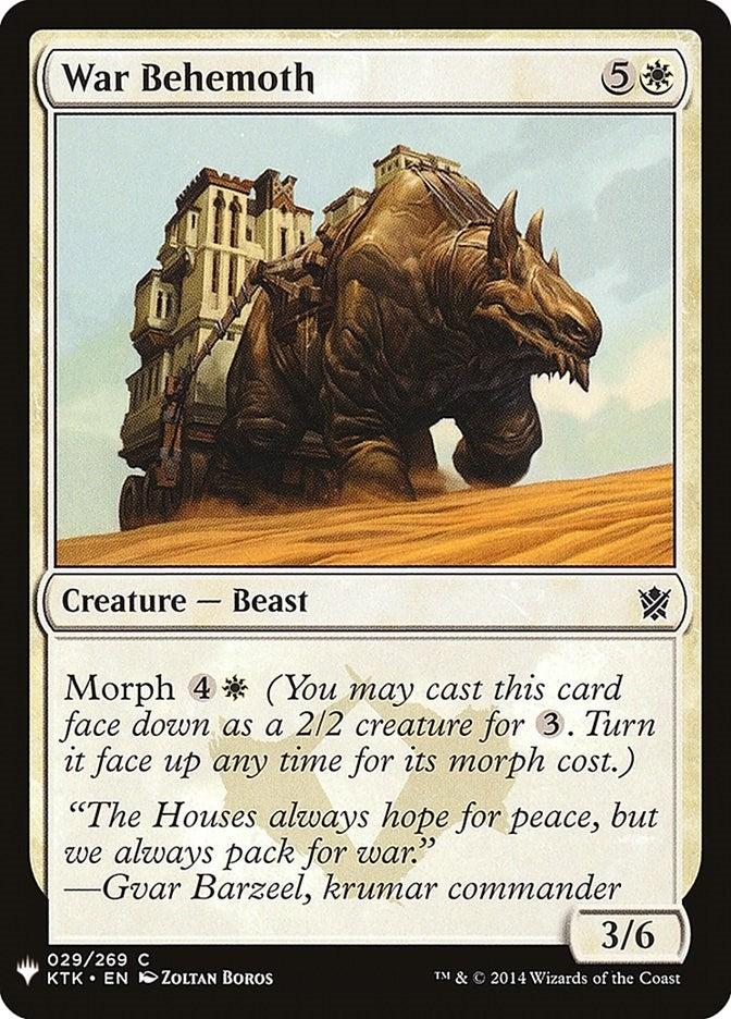 War Behemoth (29) (The List Reprints)