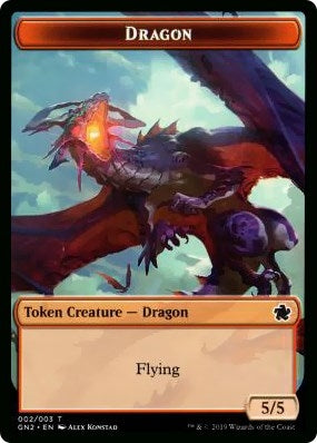 Dragon // Dinosaur Double-Sided Token (2 // 3) (Magic Game Night 2019)