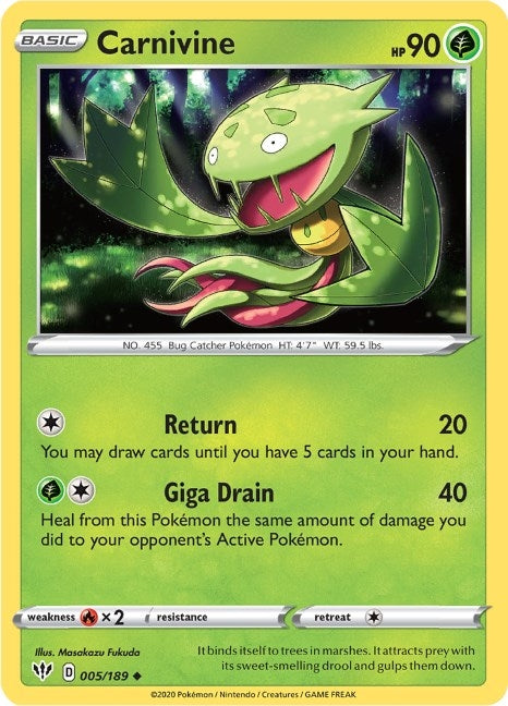 Image for Carnivine (005/189) (SWSH03: Darkness Ablaze) - Pokemon
