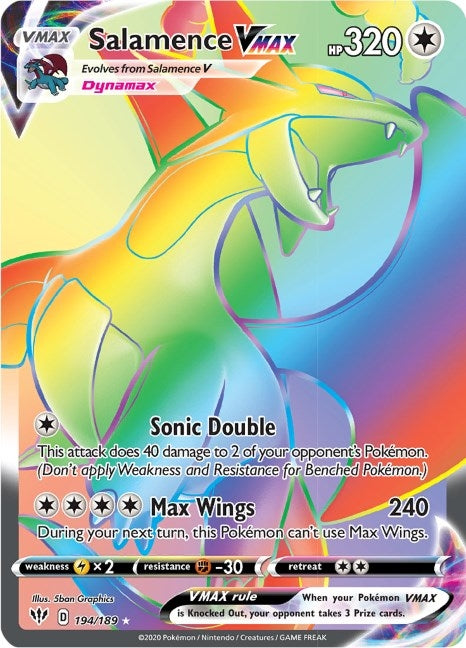 Image for Salamence VMAX (Secret) (194/189) (SWSH03: Darkness Ablaze) - Pokemon