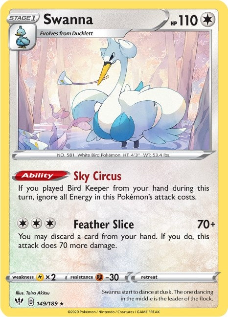Image for Swanna (149/189) (SWSH03: Darkness Ablaze) - Pokemon