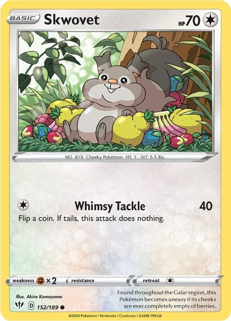 Image for Skwovet (152/189) (SWSH03: Darkness Ablaze) - Pokemon