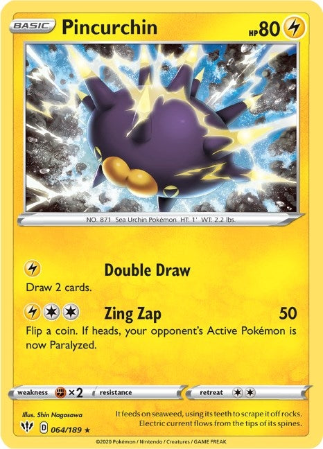 Image for Pincurchin (064/189) (SWSH03: Darkness Ablaze) - Pokemon