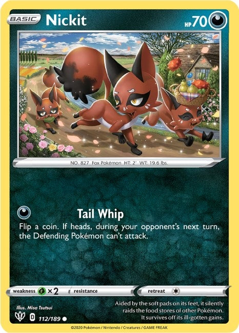 Image for Nickit (112/189) (SWSH03: Darkness Ablaze) - Pokemon