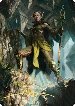Nissa of Shadowed Boughs Art Card (5/81) (Gold-Stamped Signature) (5) (Art Series: Zendikar Rising)