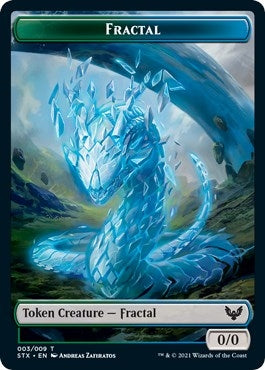 Fractal (3) // Emblem - Lukka, Wayward Bonder (8) Double-sided Token (3 // 8) (Strixhaven: School of Mages)