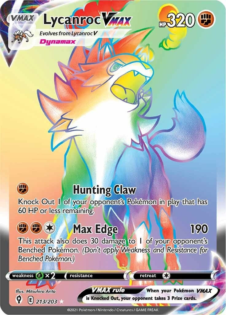 Image for Lycanroc VMAX (Secret) (213/203) (SWSH07: Evolving Skies) - Pokemon