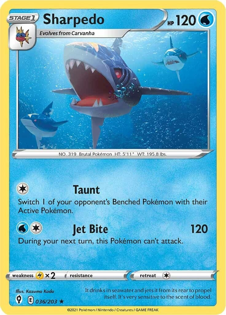 Image for Sharpedo (036/203) (SWSH07: Evolving Skies) - Pokemon