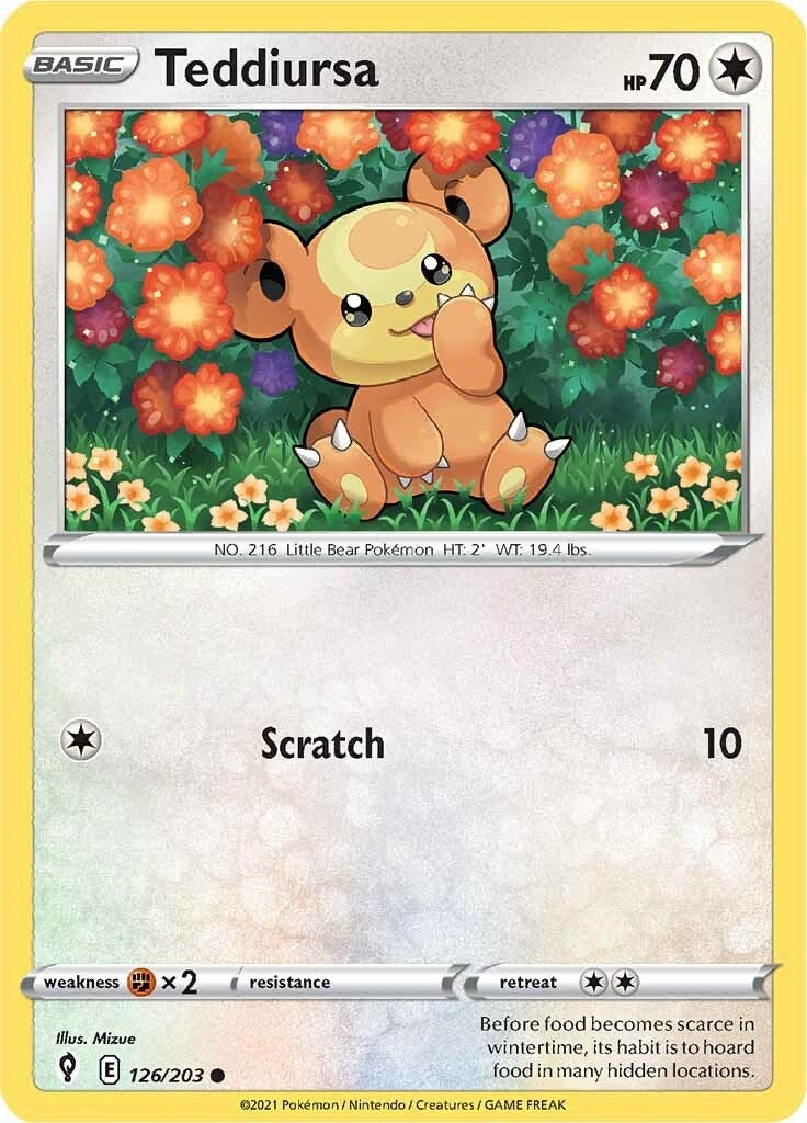 Image for Teddiursa (126/203) (SWSH07: Evolving Skies) - Pokemon
