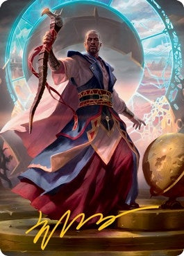 Teferi, Who Slows the Sunset Art Card (Gold-Stamped Signature) (10) (Art Series: Innistrad: Midnight Hunt)