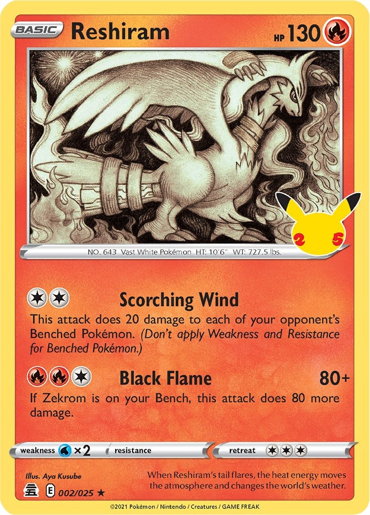 Image for Reshiram (002/025) (Celebrations) - Pokemon