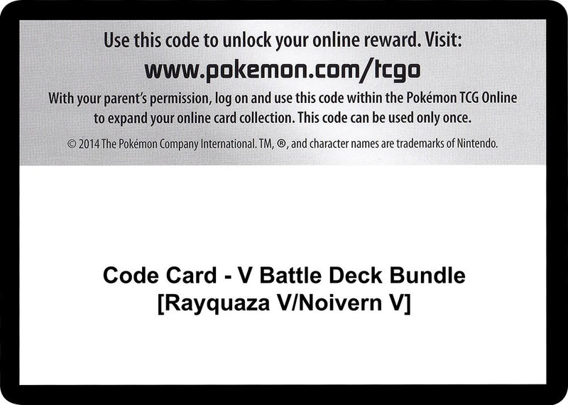 Image for Code Card - V Battle Deck Bundle [Rayquaza V/Noivern V] (Miscellaneous Cards & Products) - Pokemon