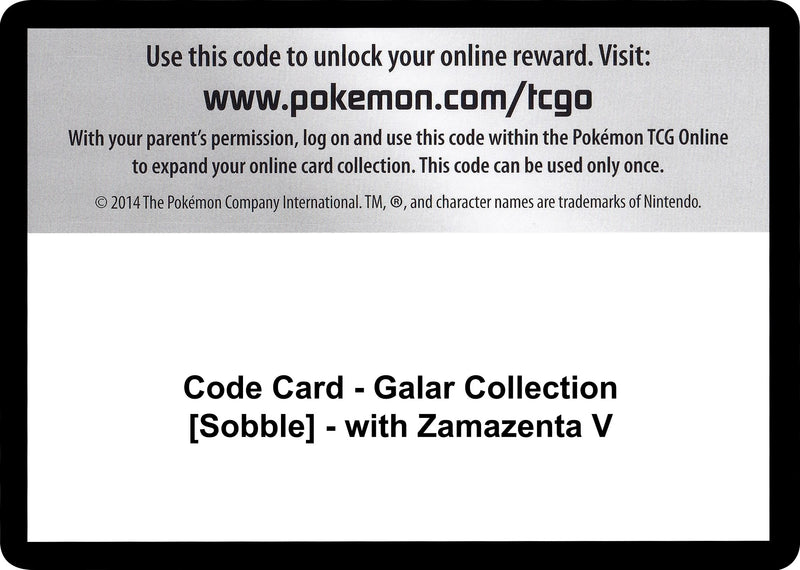 Image for Code Card - Galar Collection [Sobble] - with Zamazenta V (Miscellaneous Cards & Products) - Pokemon