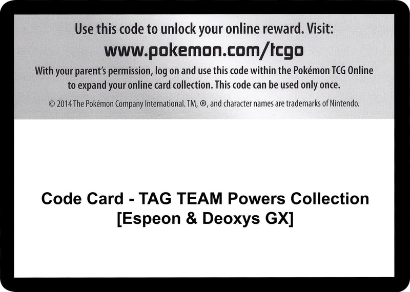 Image for Code Card - TAG TEAM Powers Collection [Espeon & Deoxys GX] (Miscellaneous Cards & Products) - Pokemon