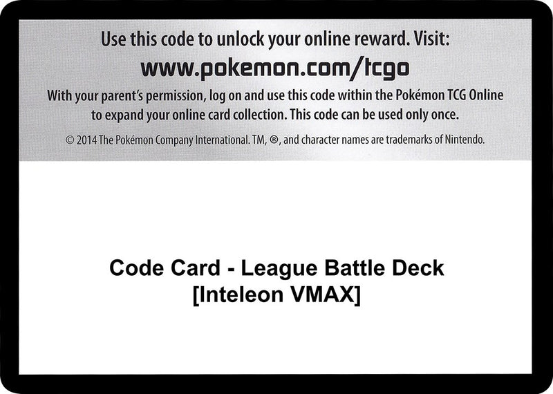 Image for Code Card - League Battle Deck [Inteleon VMAX] (Miscellaneous Cards & Products) - Pokemon