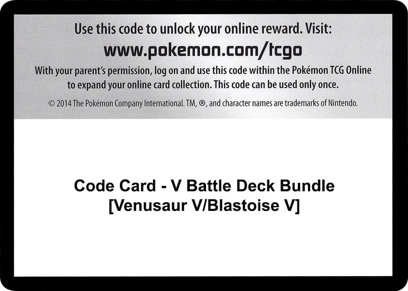Image for Code Card - V Battle Deck Bundle [Venusaur V/Blastoise V] (Miscellaneous Cards & Products) - Pokemon