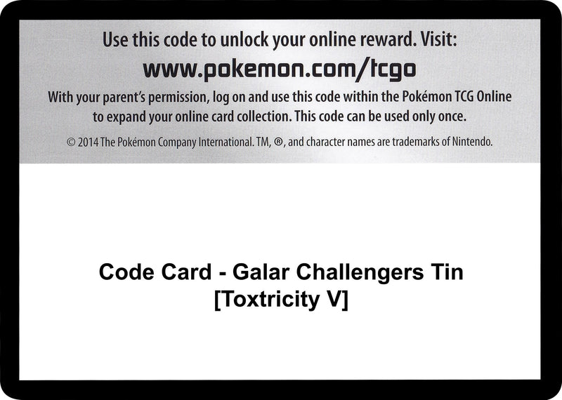 Image for Code Card - Galar Challengers Tin [Toxtricity V] (Miscellaneous Cards & Products) - Pokemon