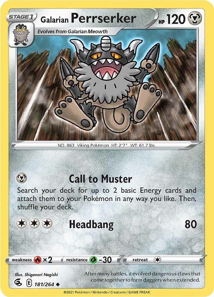 Image for Galarian Perrserker (181/264) (SWSH08: Fusion Strike) - Pokemon