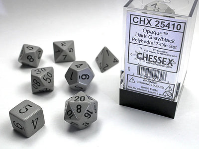 Chessex: Opaque Dark Grey/Black 7-Die Set