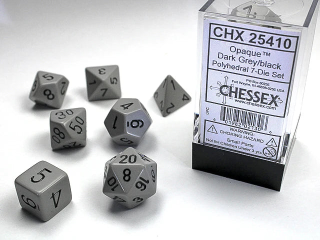 Chessex: Opaque Dark Grey/Black 7-Die Set