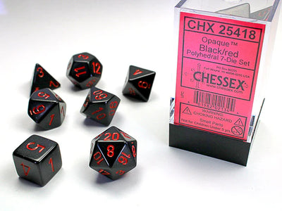 Chessex: Opaque Black/Red 7-Die Set
