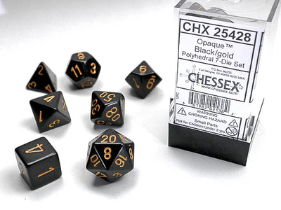 Chessex: Opaque Black/Gold 7-Die Set
